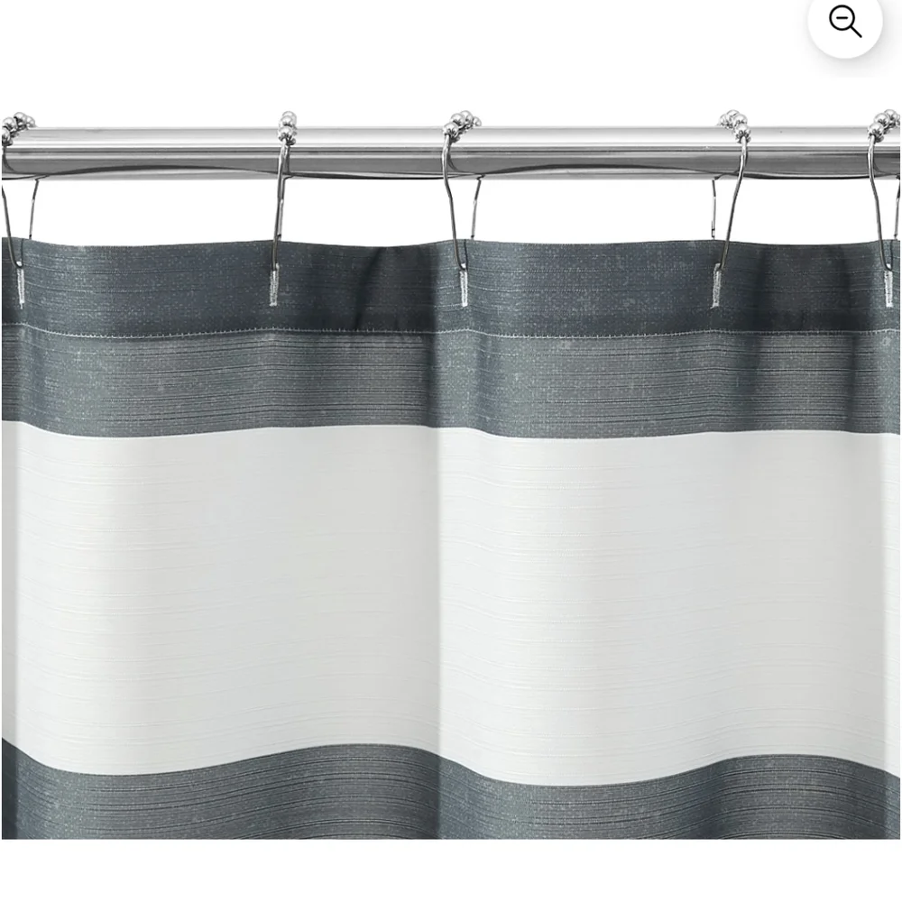 Mainstays Cabana Striped Gray, Ribbed Textured Shower Curtain
